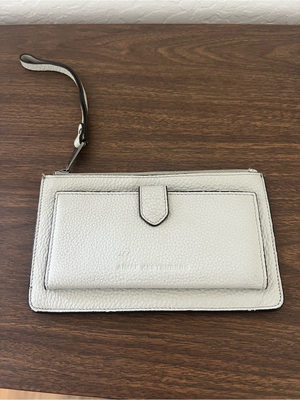 Aimee Kestenberg White Leather Wristlet Card & Key Holder